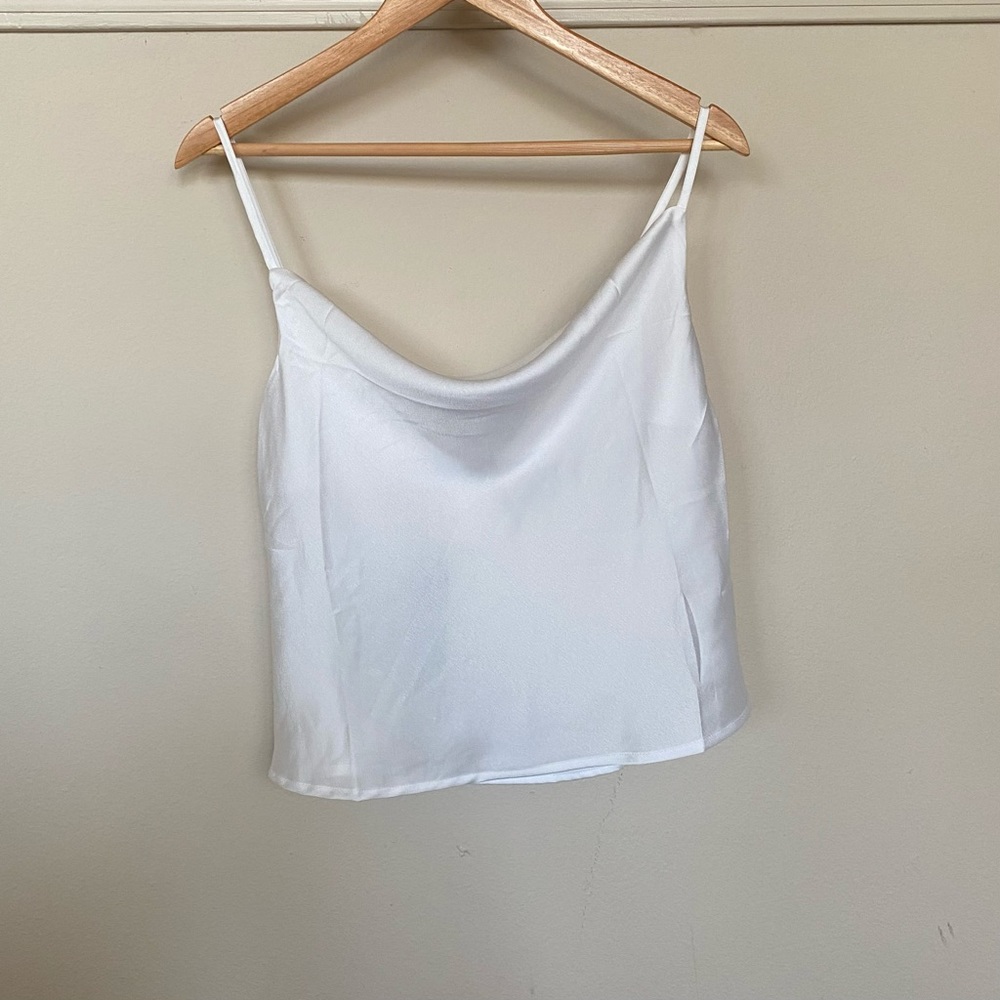 Nasty Gal - White Cowl Neck Satin Cami - Size Small NWT